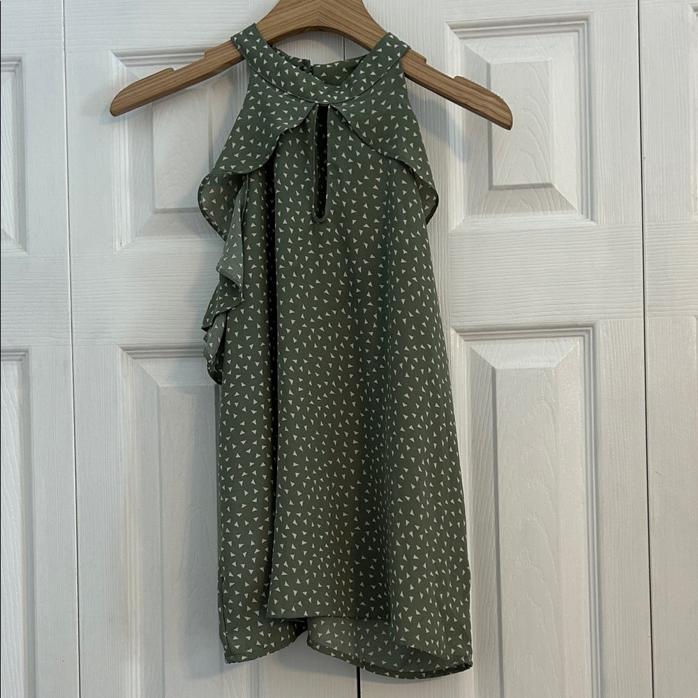 Green Halter Top with White Pattern